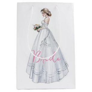 Bridal Shower Wedding Dress Medium Gift Bag