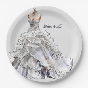 Bridal Shower Wedding Dress Paper Plate