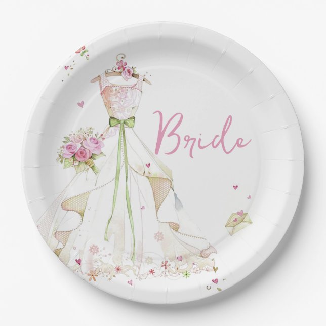 Bridal Shower Wedding Dress  Paper Plate (Front)