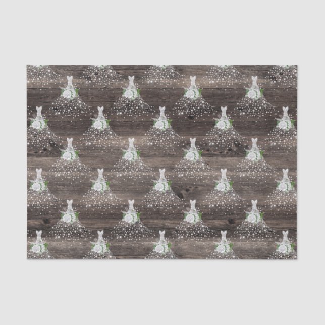 Bridal shower Wedding dress rustic party Tissue Paper (Front)