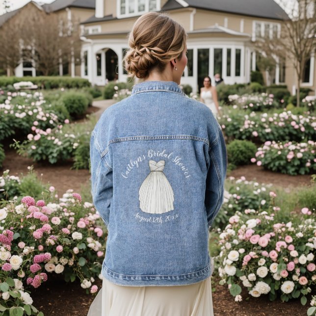 Bridal Shower Wedding Gown Centerpiece Bride Denim Jacket (Wedding Back)