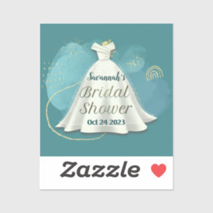 Bridal Shower Wedding Gown Deep Teal Gold Glitter