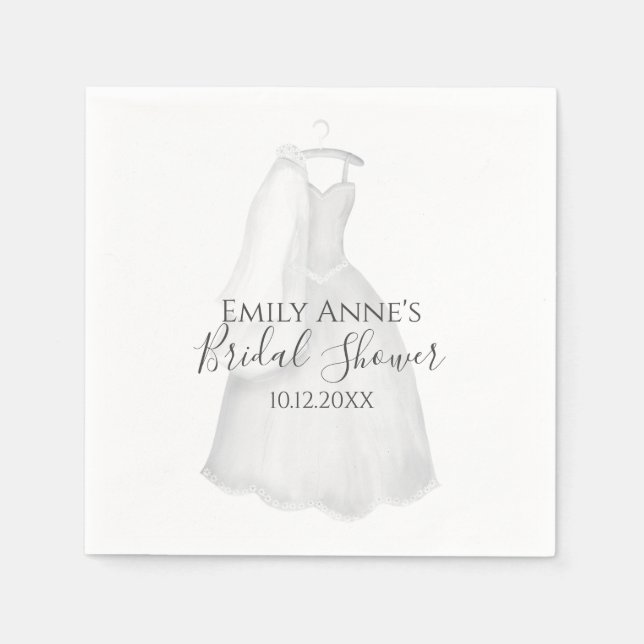 Bridal Shower Wedding Gown Pretty Bride Cute Napkin (Front)