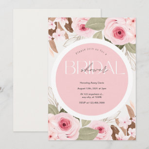 Bridal Shower Wedding pink floral Invitation