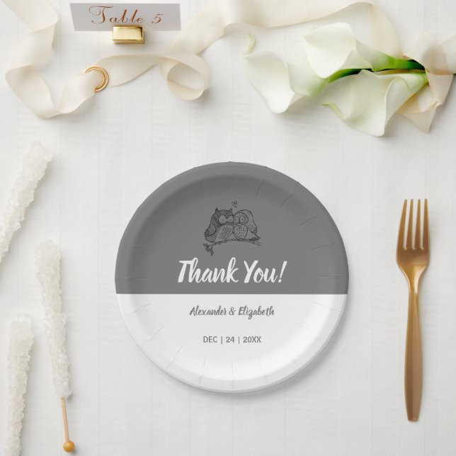 Bridal Shower Wedding Reception Owls Love Paper Plate (Wedding)
