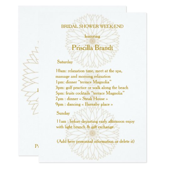 Bridal Shower Week-end, Monet's Dahlia suite,white Card