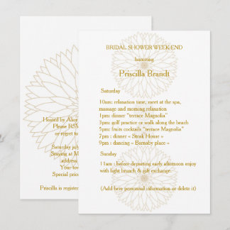 Bridal Shower Week-end, Monet's Dahlia suite,white Invitation