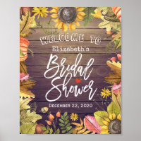 Bridal Shower Welcome Maple Leaf Pumpkin Sunflower