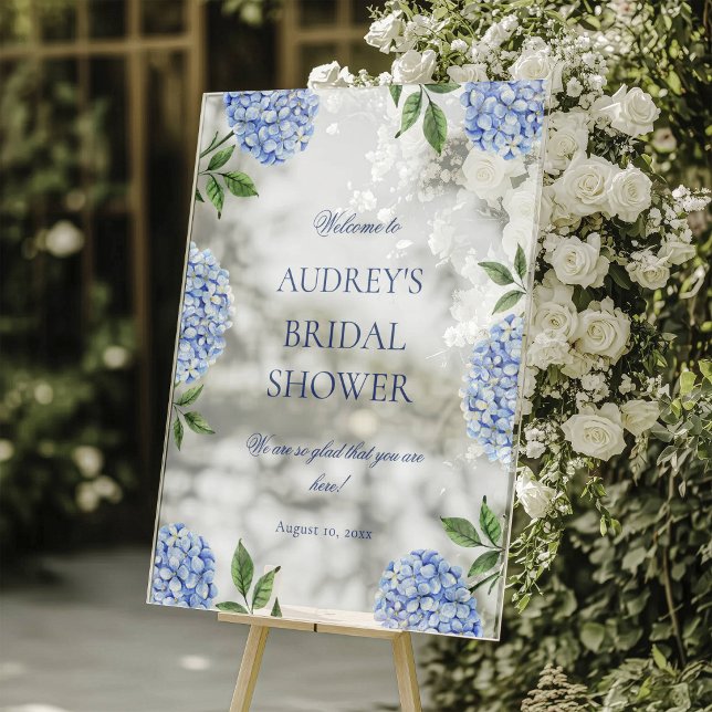 Bridal Shower Welcome Sign, Classic Blue Hydrangea (Créateur téléchargé)