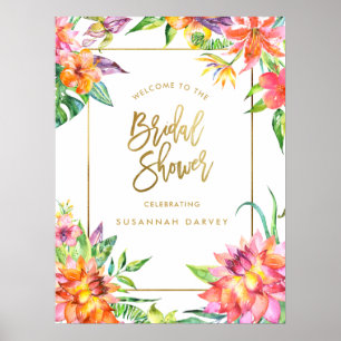 Bridal Shower Welcome Sign   Tropical Watercolors