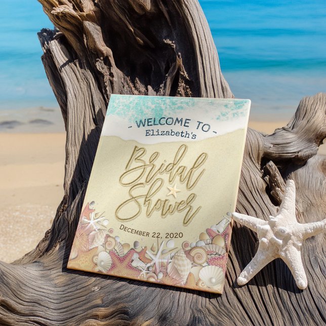Bridal Shower Welcome Summer Sandy Beach Starfish Poster (Creator Uploaded)