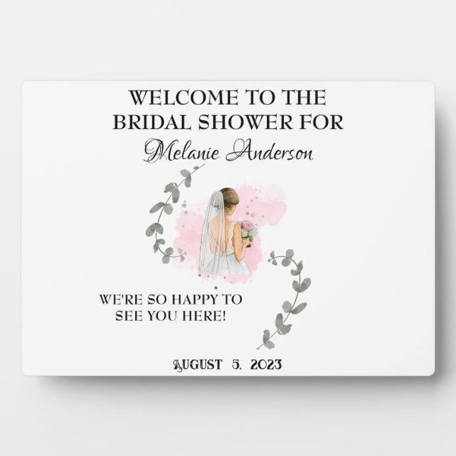 Bridal Shower WELCOME with editable text and image Plaque (Front)