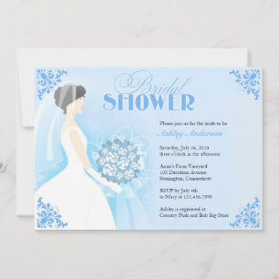 Bridal Shower White Dress Flat Invitation