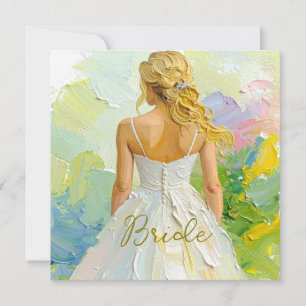 Bridal Shower White Dress on abstract background Card
