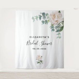 Bridal Shower white eucalyptus greenery elegant Tapestry