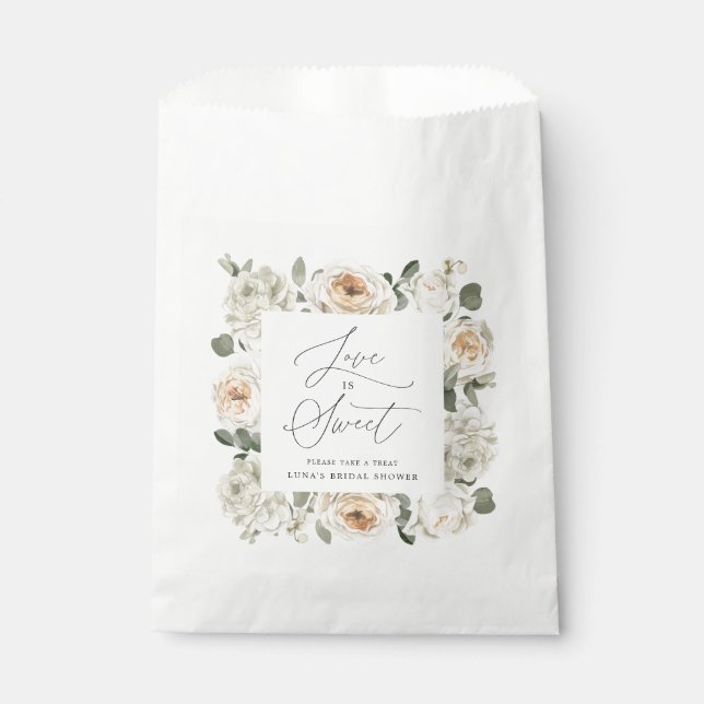 Bridal Shower White Floral Favour Bag (Front)