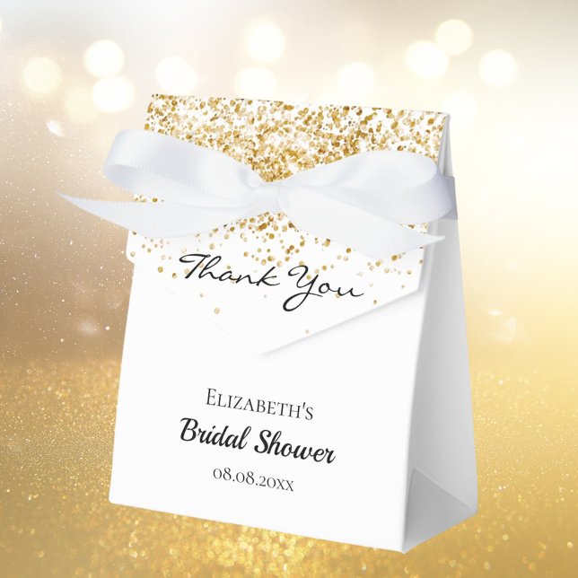 Bridal Shower white gold glitter thank you Favor Box (Creator Uploaded)
