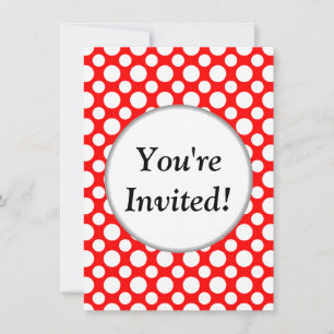 Bridal Shower White Polka Dots on Red Invitation