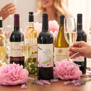 Bridal Shower Whooping Crane Anemones  Wine Label