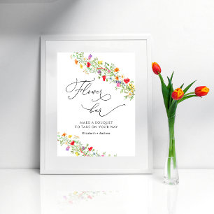 Bridal Shower Wildflower Flower Bar Poster