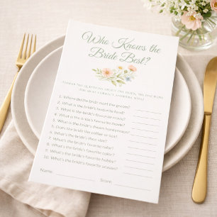Bridal Shower Wildflower Who Knows the Bride Game