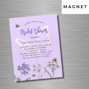 Bridal Shower wildflowers violet butterfly luxury Magnetic Invitation