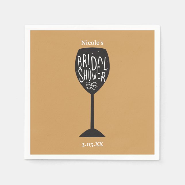 BRIDAL SHOWER Wine Glass ANY COLOR Napkins (Front)
