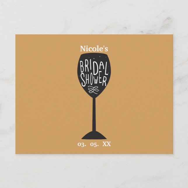 BRIDAL SHOWER Wine Glass ANY COLOR Postcard (Front)