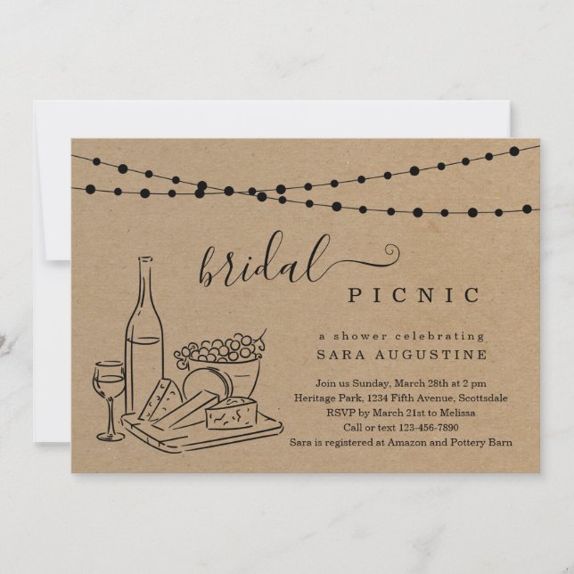 Bridal Shower Wine Tasting and Cheese Board Party Invitation (Front)