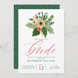BRIDAL SHOWER   Winter Christmas Bouquet Invitation