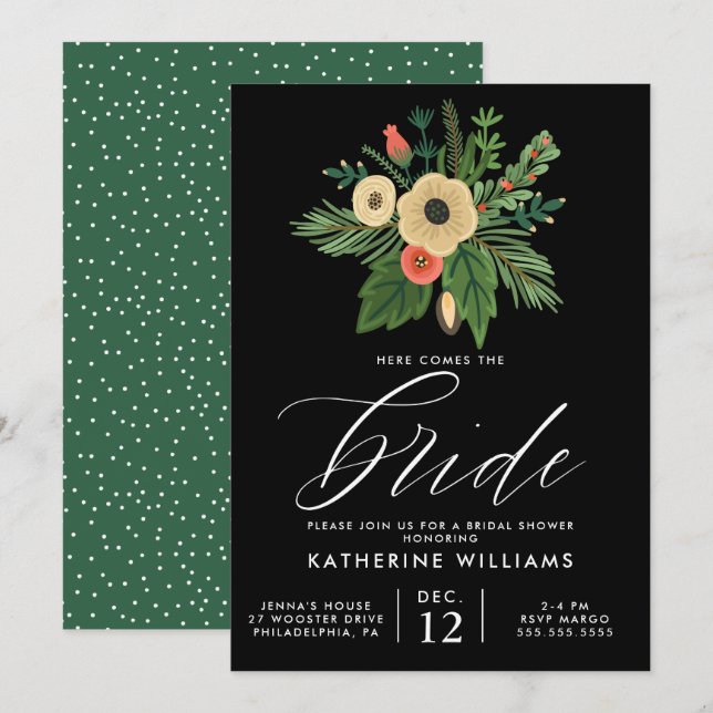 BRIDAL SHOWER | Winter Christmas Bouquet Invitation (Front/Back)