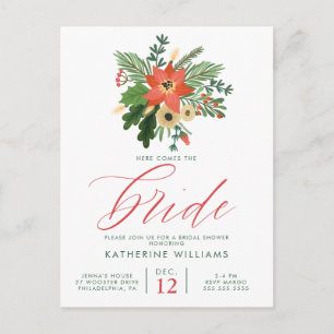 BRIDAL SHOWER   Winter Christmas Bouquet Postcard