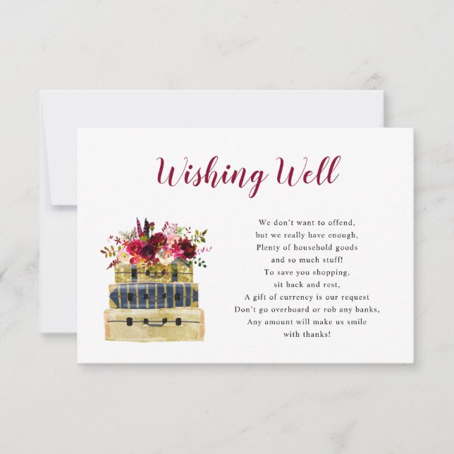 Bridal Shower Wishing well card, travel theme Invitation (Front)