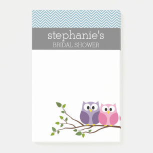 Bridal Shower with Owl Couple on Branch Post-it Notes
