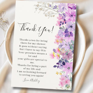 Bridal shower with wildflowers Purple Tones Thank You Card