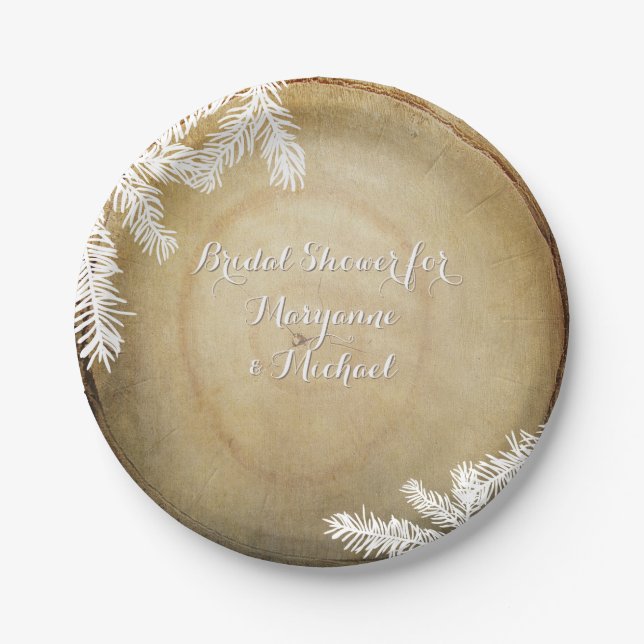 Bridal Shower Woodland Forest Centre Cut Tree Paper Plate (Front)