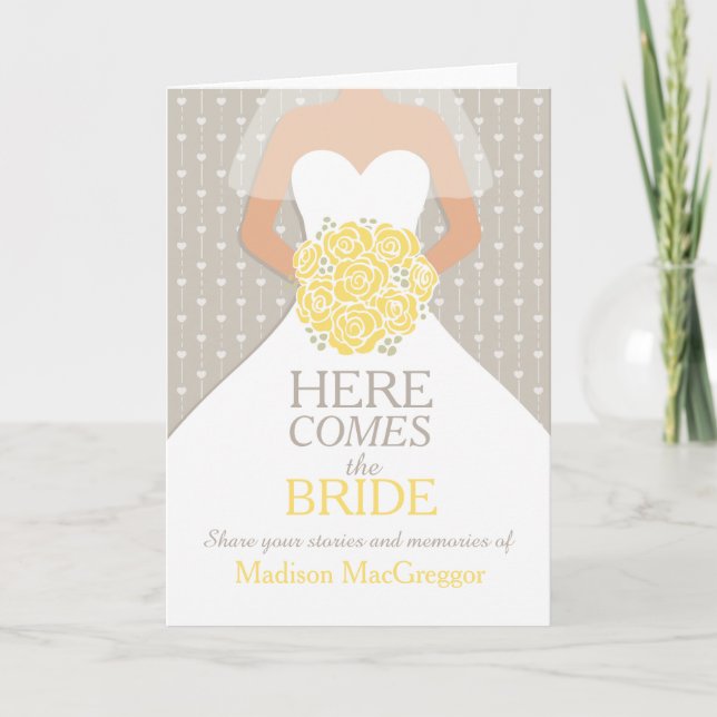 Bridal shower yellow memories keepsake card (Front)