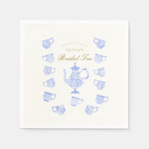 Bridal Tea Blue China White Lace Script Shower Napkin