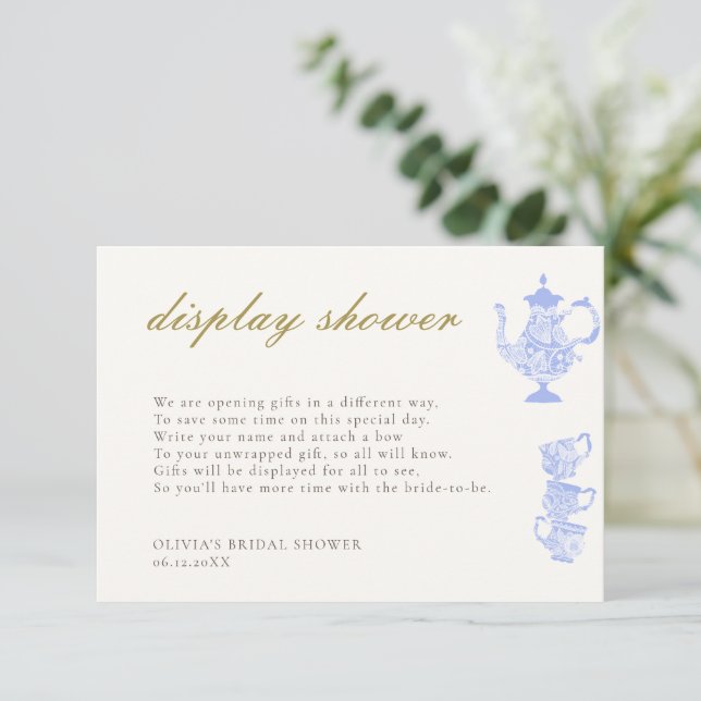 Bridal Tea China Display Shower Enclosure Card (Standing Front)
