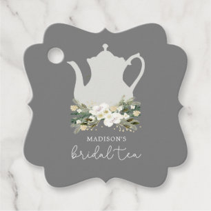 Bridal Tea Grey Watercolor Flowers  Favour Tags
