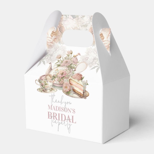 Bridal Tea Party Beautiful Floral Personalized Favor Box (Front Side)