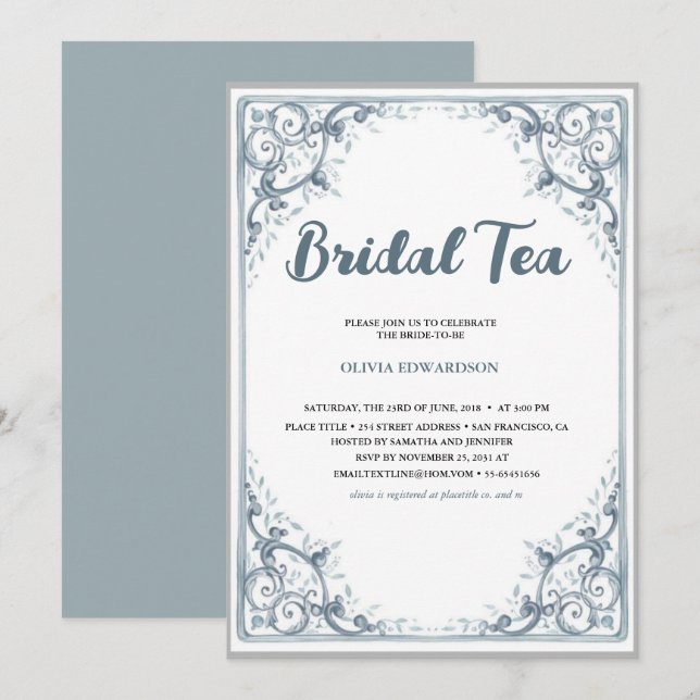 Bridal Tea Party Chinoiserie Bridal Shower  Invitation (Front/Back)