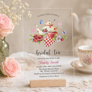 Bridal Tea Party Floral Bridal Shower  Acrylic Invitations