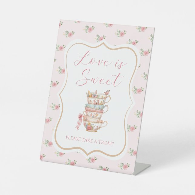 Bridal Tea Party Love is Sweet Favour Pedestal Sign (Front)