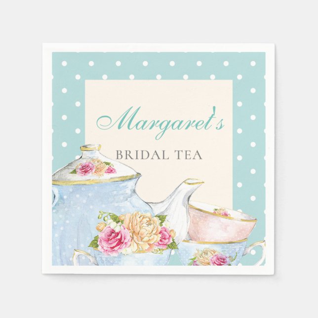 Bridal Tea Party Personalized Polka dot Napkin (Front)