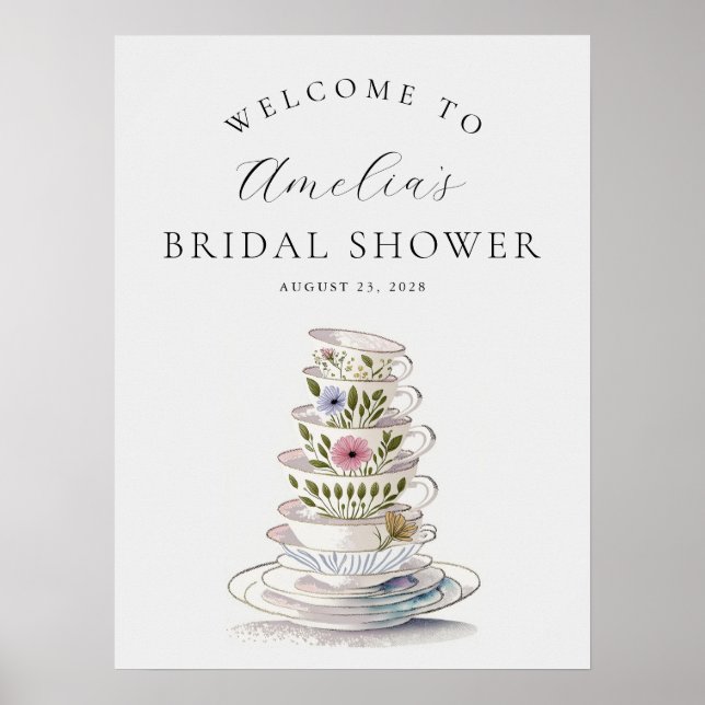Bridal Tea Party Wedding Shower Welcome Poster (Front)
