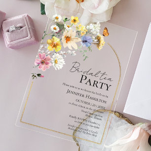 Bridal tea Party Wildflower Boho Bridal Shower Acrylic Invitations
