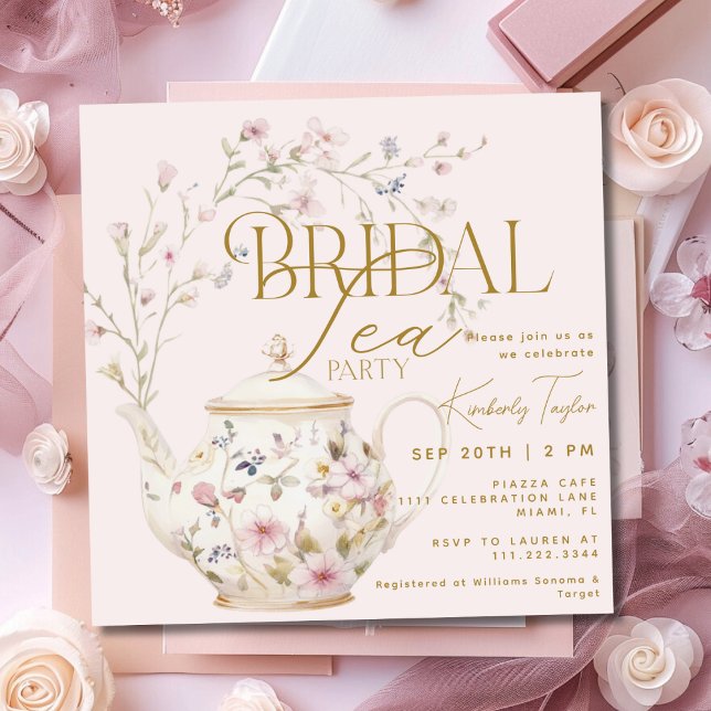 Bridal Tea Party Wildflowers Bridal Shower Invitation (Creator Uploaded)