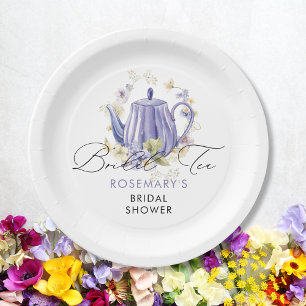 Bridal Tea Purple Teapot Bridal Shower Paper Plate