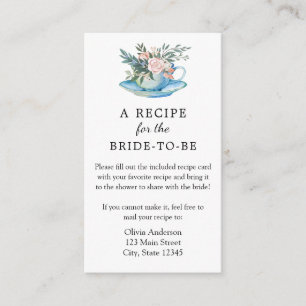 Bridal Tea Recipe Request Enclosure Card